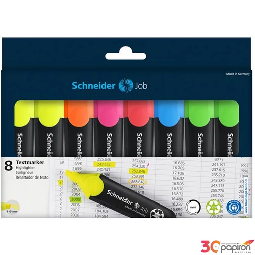 Szövegkiemelő Schneider Job 150 1-5mm 6színű 8db készlet Írószerek SCHNEIDER 115088