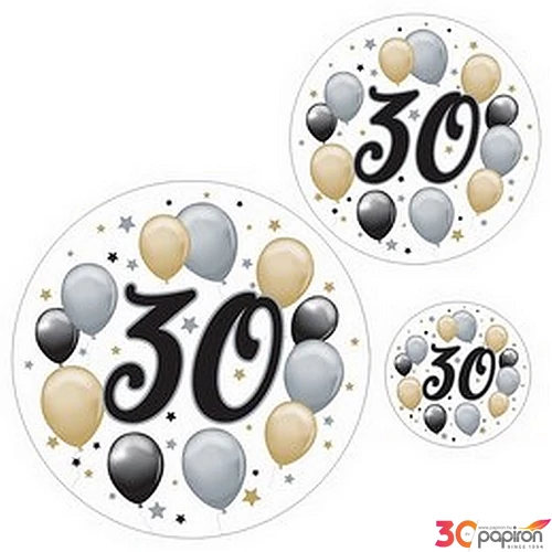 Szülinapi matrica 30-as számos Szn-i elegáns matrica 8 db matrica/csomag.