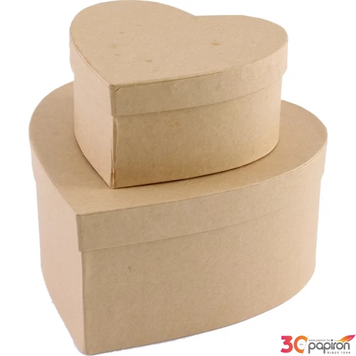 Karton doboz natúr szív alakú karton, 19x9,5x18,5cm S/2/2 [8024273919748] KC15/2S
