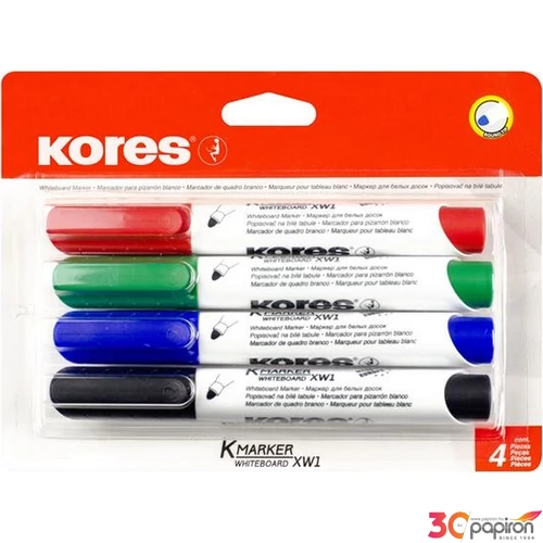 Tábla- és flipchart marker készlet, kúpos, KORES Eco K-Marker 4 különböző szín