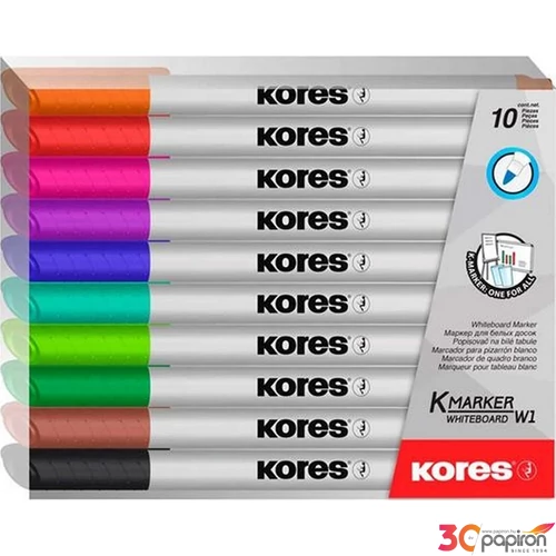 Tábla- flipchart marker Kores K-Marker 1-3mm kerek hegyű 10színű szett Írószerek KORES 22841