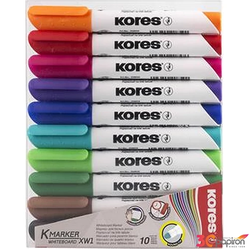 Tábla- flipchart marker Kores K-Marker 1-3mm kerek hegyű 10színű szett Írószerek KORES 20800
