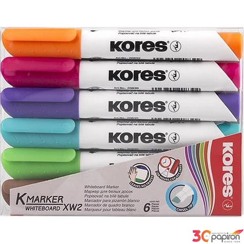 Tábla- flipchart marker Kores K-Marker 1-3mm vágott hegyű 6színű szett Írószerek KORES 20803