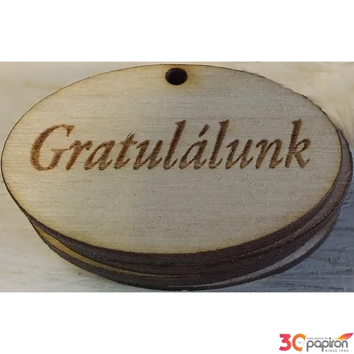 Tábla natúr felirattal Gratulálunk' 2, 5x4cm 10db/cs