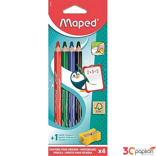 Táblaceruza készlet MAPED fehértáblához 4 féle szín hegyezővel