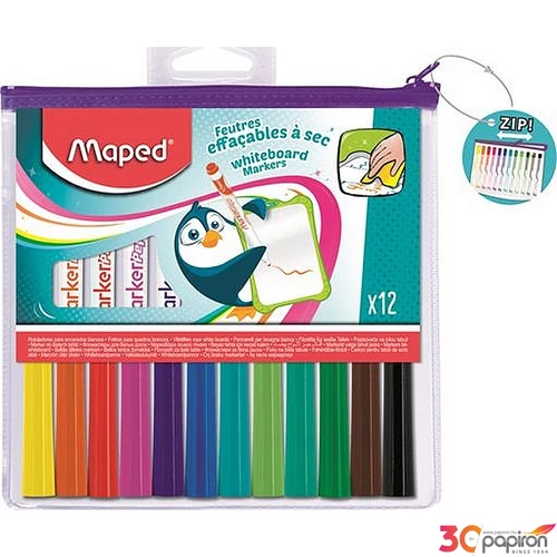 Táblamarker 12 Maped Marker'Peps 1,5mm kimosh. 12színű készl Írószerek MAPED 741817