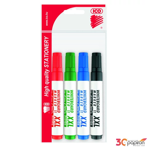 Táblamarker ICO Plan 11XXL 4 színű készlet 1-3mm kerek hegyű táblafilc, flipchartmarker irodaszer