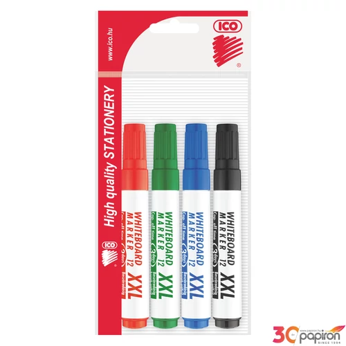 Táblamarker ICO Plan 12XXL 4 színű készlet 1-3mm vágott hegyű táblafilc, flipchartmarker irodaszer