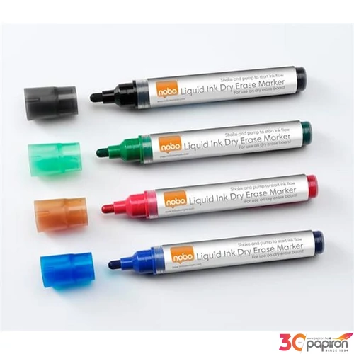 Tábla- flipchart marker Nobo 1-3mm kerek hegyű 4színű szett Írószerek NOBO 1902408