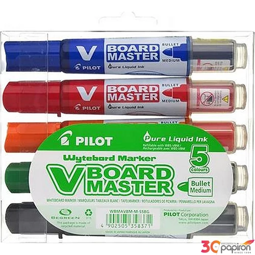 Táblamarker patronos Pilot V-Board Maste 2, 3mm kerek hegyű 5színű Írószerek PILOT WBMA-VBM-M-S5