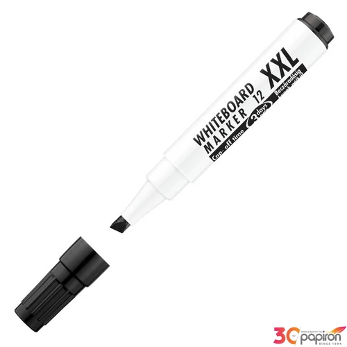 Táblamarker Whiteboard 12xXL vágott hegyű fekete 1-4mm táblafilc, flipchartmarker irodaszer