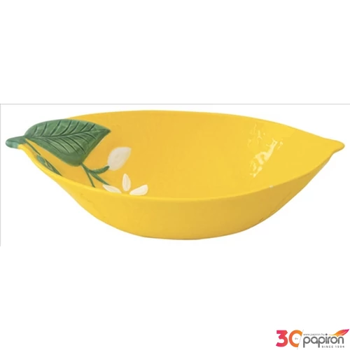 Tál porcelán 15x11cm, Fleurs citrom sárga Porcelántál fedővel