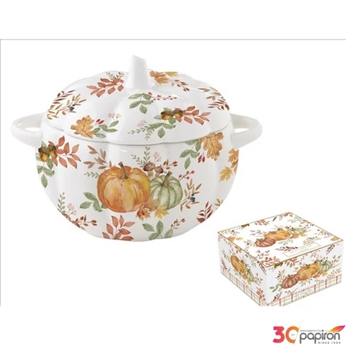Tál porcelán 15x13cm, fedővel, tökformájú, Harvest Porcelántál