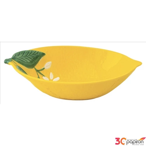 Tál porcelán 22x16cm, Fleurs citrom sárga Porcelántál fedővel