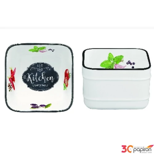 Tál Porcelán 9x9cm, Kitchen Basics Porcelántál fedővel