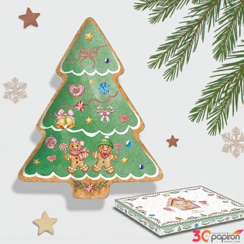 Tál Porcelán karácsonyi 20,5x25,5cm, karácsonyfa forma, dobozban Sweet Christmas