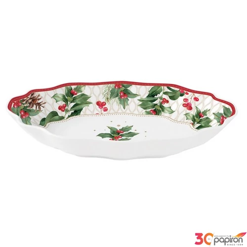 Tál Porcelán karácsonyi 24,5x17x4,5cm, dobozbanChristmas Berries kézzel festett