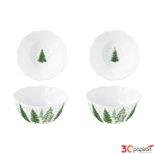 Tál Porcelán karácsonyi 2db-os, 14x6cm, dobozban Festive Trees