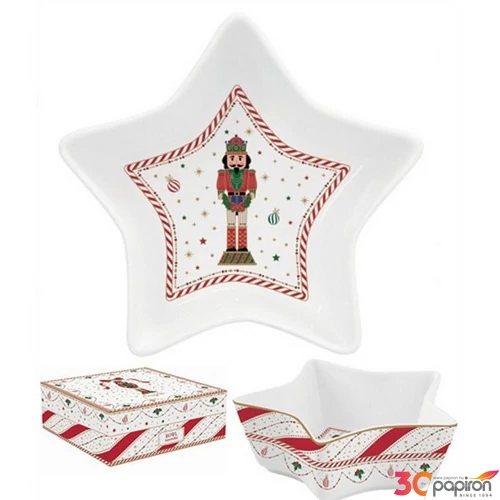 Tál Porcelán karácsonyi 15x5cm, csillagtál Twist Nutcracker kézzel festett dobozban