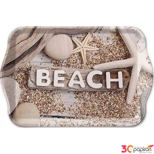Tálca Ambiante kicsi Beach Wood műanyag kistálca 13x21cm