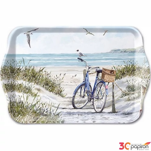 Tálca Ambiante kicsi Bike at the Beach műanyag kistálca 13x21cm