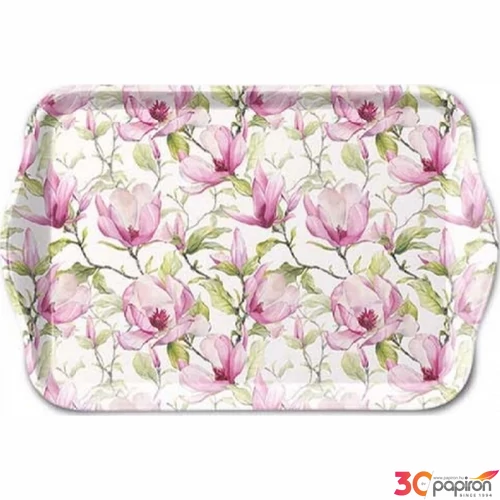 Tálca Ambiante kicsi Blooming magnolia műanyag kistálca 13x21cm