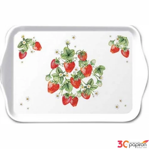 Tálca Ambiante kicsi Bunch of strawberries műanyag kistálca 13x21cm