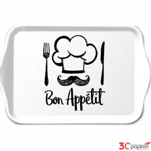 Tálca Ambiante kicsi Chef white műanyag kistálca 13x21cm