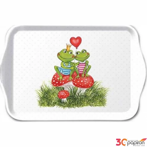 Tálca Ambiante kicsi Frogs in love műanyag kistálca 13x21cm