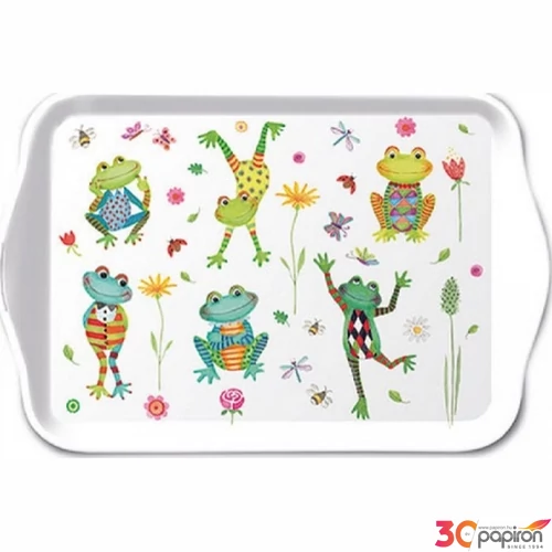 Tálca Ambiante kicsi Happy Frogs műanyag kistálca 13x21cm