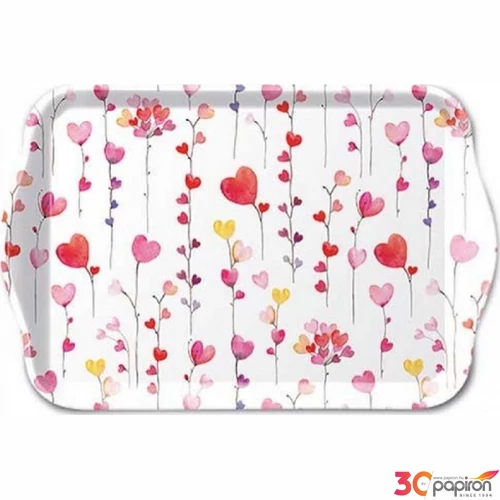 Tálca Ambiante kicsi Hearts garlands műanyag kistálca 13x21cm