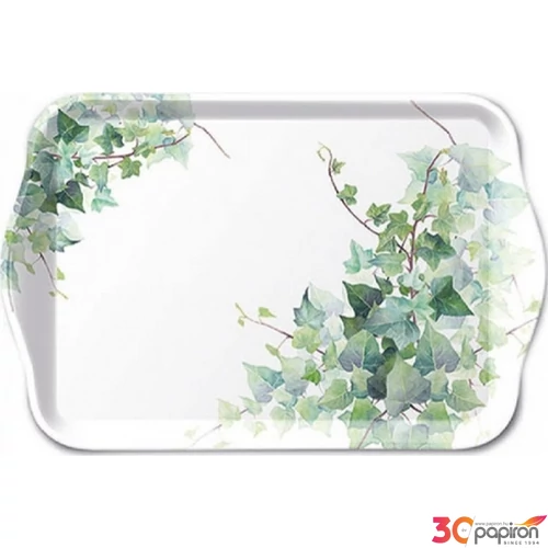 Tálca Ambiante kicsi Hedera White műanyag kistálca 13x21cm