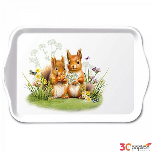 Tálca Ambiante kicsi Little squirels műanyag kistálca 13x21cm