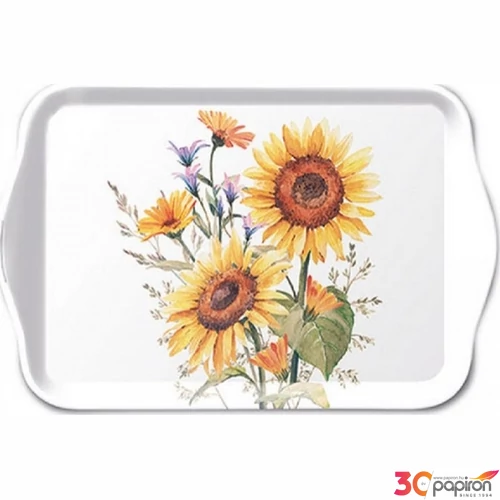 Tálca Ambiante kicsi Sunflowers műanyag kistálca 13x21cm