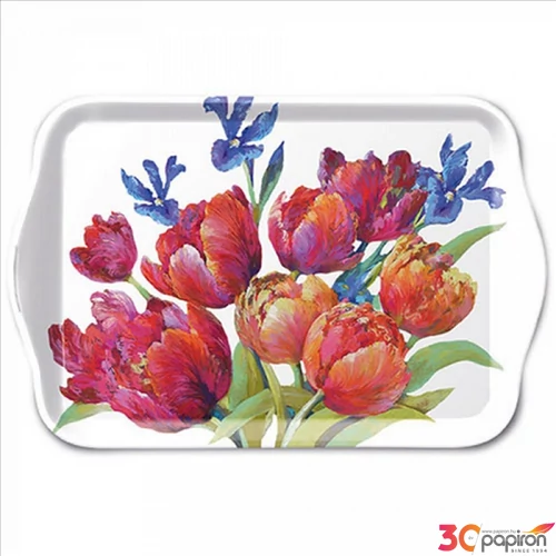 Tálca Ambiante kicsi Tulips of joy műanyag kistálca 13x21cm