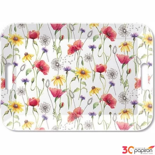 Tálca Ambiante nagy Poppy Meadow műanyag nagytálca 33x47cm