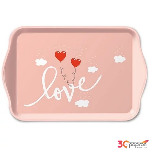 Tálca műanyag 13x21cm Love Balloons Pale Rose műanyag kistálca Valentin napi