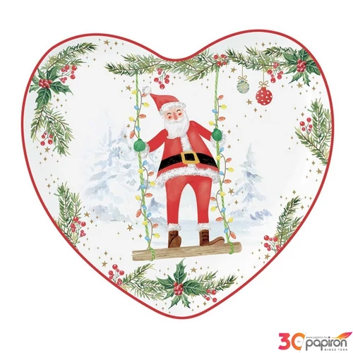 Tálca Porcelán karácsonyi 20x19cm, Joyful Santa dobozban