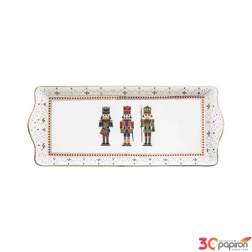 Tálca Porcelán karácsonyi 35x15cm Nutcracker dobozban