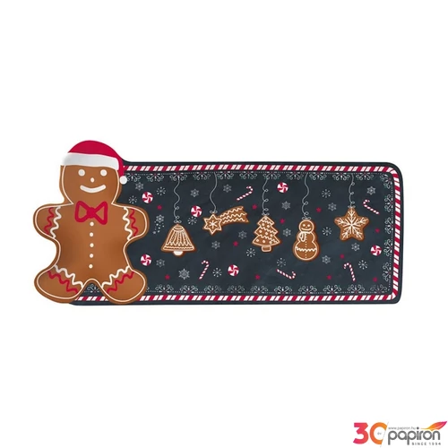 Tálca Porcelán karácsonyi 36x16cm, Gingerbread dobozban