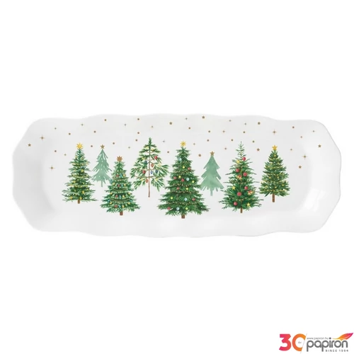 Tálca Porcelán karácsonyi 37x14cm, dobozban, Festive Trees