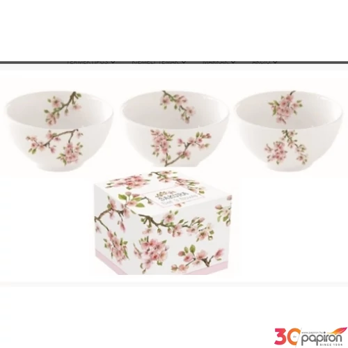 Tálkaszett Porcelán S/3,9,5cm, dobozbanSakura