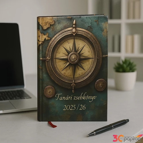 Tanári zsebkönyv 2025/26 145x205mm, térkép mintás Realsystem   kollekció 5311-64
