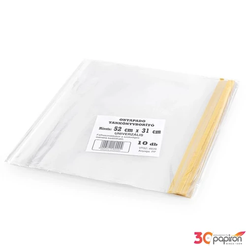 Tankönyvborító öntapadós füzetborító 52x31cm 10 db/csomag, víztiszta