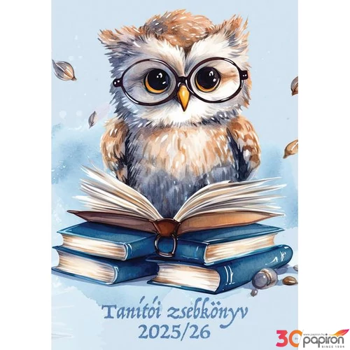 TANÍTÓI ZSEBKÖNYV 2025/26 HETI 145x205mm, bagoly mintás Realsystem   kollekció 5317-67