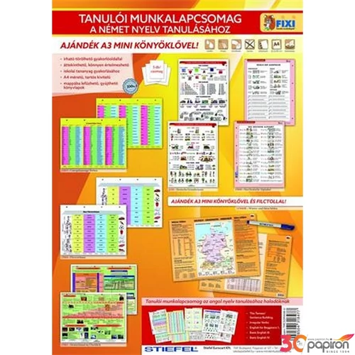 Tanulói munkalap csomag 5 munkalap, 1 alátét, filc, STIEFEL Német nyelvtanulás