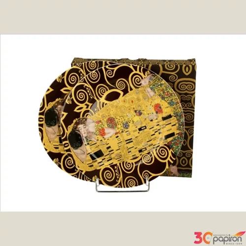 Tányér desszertes kerámia 19cm, Klimt: The Kiss 2db-os szett, dobozban,