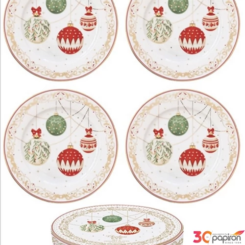 Tányér desszertes kerámia 4db-os, 19cm, Christmas Eve dobozban