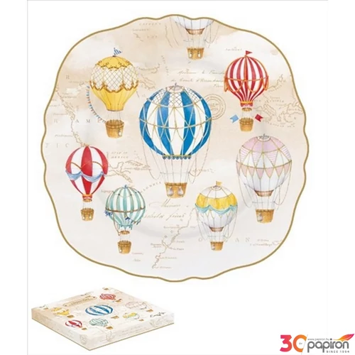 Tányér desszertes kerámia 20cm Air Balloons dobozban