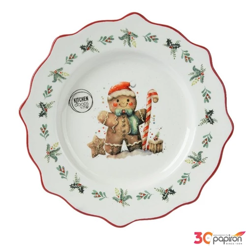 Tányér kerámia karácsonyi 24' mézeskalács 2.5cm sdkae